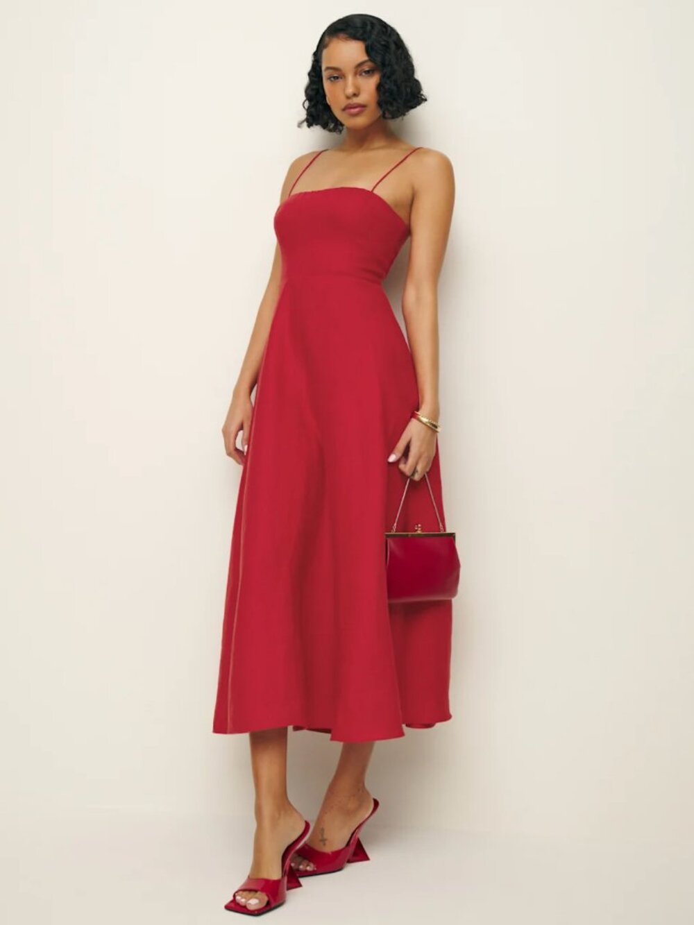 Reformation - Monet Red Linen Maxi Dress Size 6